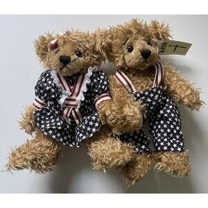 First & Main Plush Cuddly Bear Pair LIL'LIBEARTY 11" Patriotic Teddies W/Tags